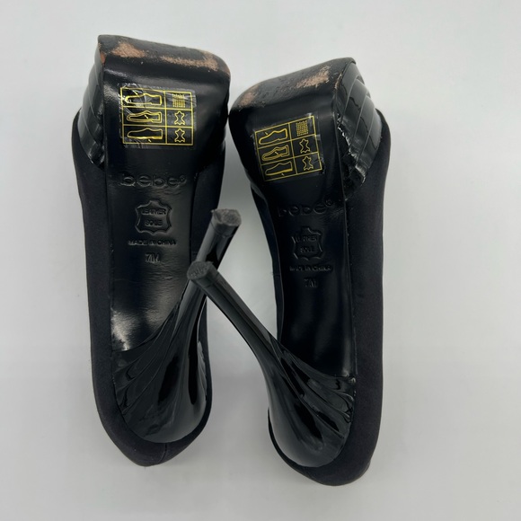 Bebe Riley Black Satin Heels Size 7 - Picture 10 of 13